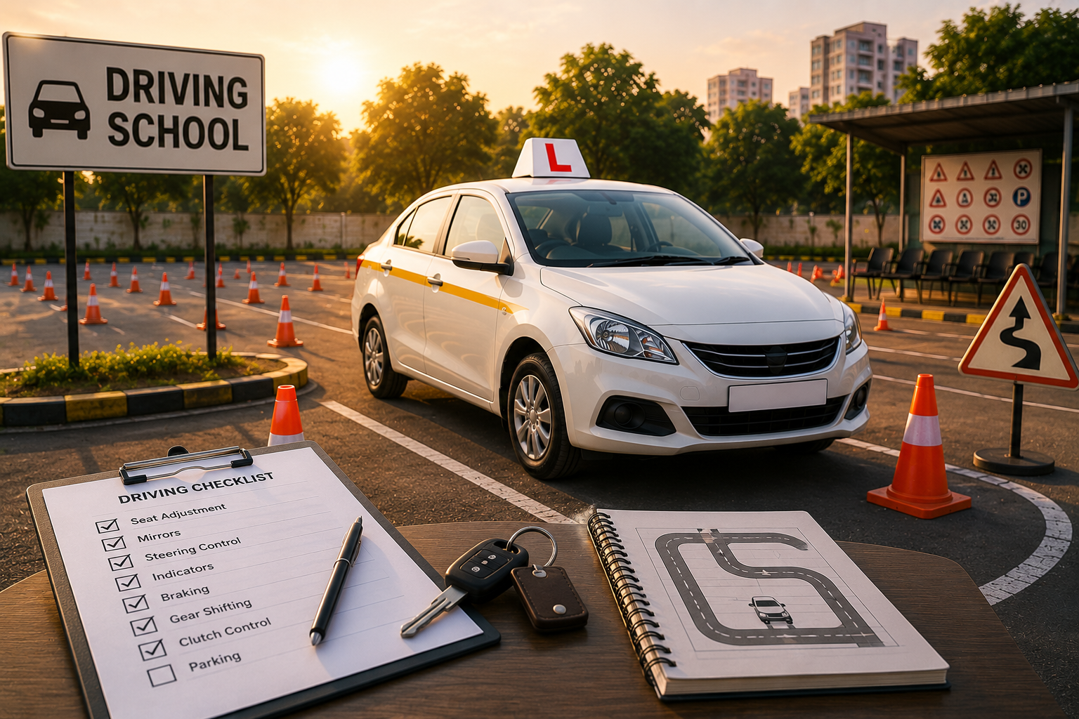 SKM Driving School instructor with student